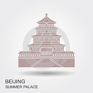 Summer Palace in Beijing China. Flat cartoon style historic sight showplace attraction web site vector illustration photo