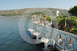 Summer palace at Jag Mandir island on Pichola lake,Udaipur, India photo