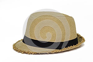 Summer panama straw hat isolated on white