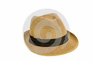 Summer panama straw hat isolated on white background