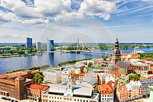 Summer panorama of Riga, Latvia