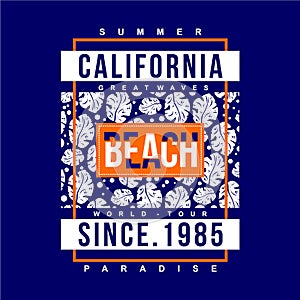 Summer paradise california beach graphic typography design t shirt vector art