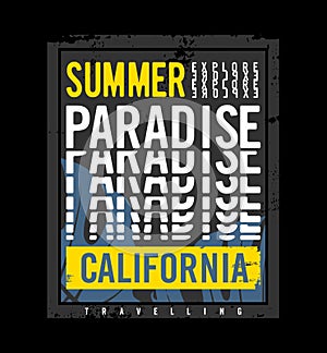 Summer paradise california typography tee shirt design graphic print