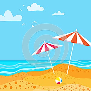 Summer Parasols on the beach.
