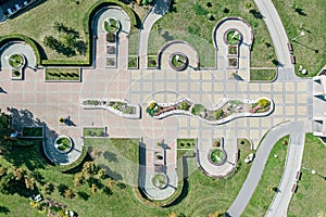 Summer park landscape. aerial top view