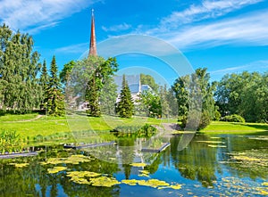 Summer park at Rakvere town. Estonia