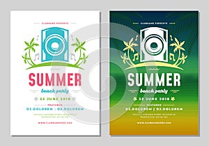 Summer party poster or flyer retro design template.