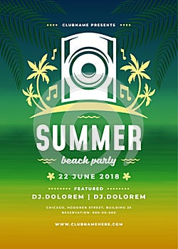 Summer party poster or flyer retro design template