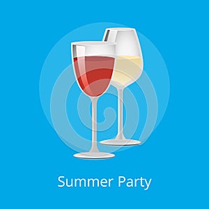 Summer Party Poster Glasses Elite Red White Wine