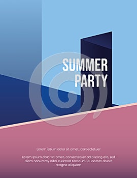 Summer party poster vector concept. Leaflet or flyer template for club or beach dance. Modern design.