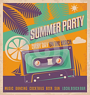 Summer party retro poster vector design photo