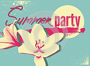 Summer Party typographic grunge vintage poster design. Retro vector illustration.