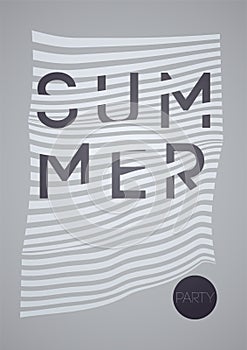 Summer Party typographic poster design on misshapen lines abstract geometric background. Vector illustration.