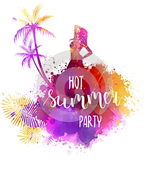 Summer party watercolor background