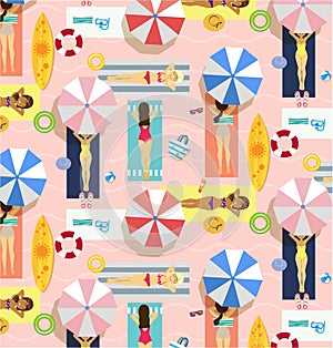 Summer pattern People on the beach.