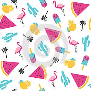 Summer pattern. Watermelon with cactus.