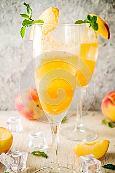 Summer peach Bellini cocktail