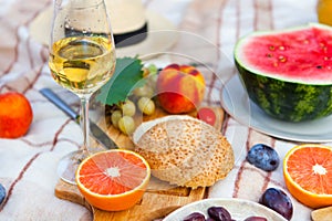 Summer Picnic. Food and drink concept.