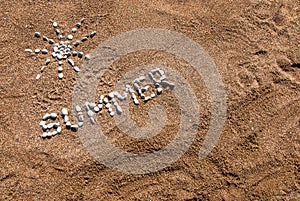 Summer picture from pebble and sand on a beach