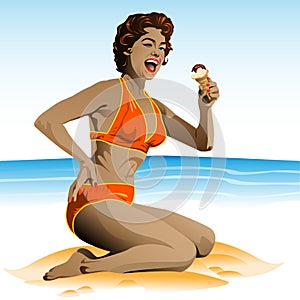 Summer pin up with ice cream