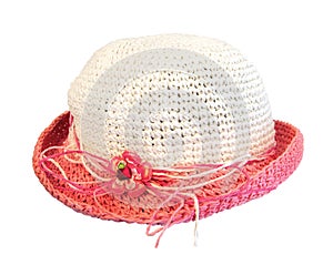 Summer pink straw hat