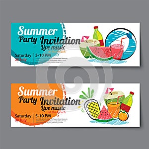 Summer pool party ticket template