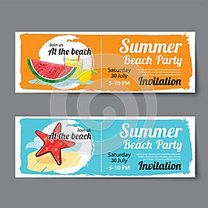 Summer pool party ticket template