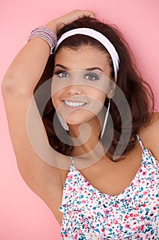 Summer portrait of beautiful smiling girl