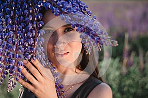 Summer portrait of happy beautiful girl