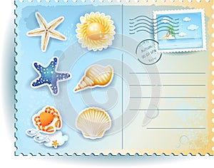 Summer postcard with icons
