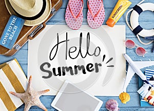 Summer poster with beach items