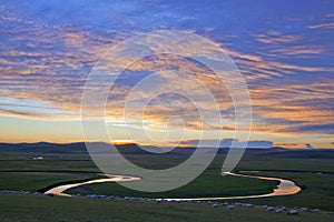 Summer prairies sunset glow