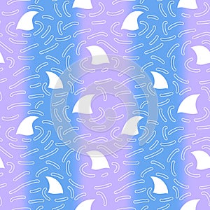 Summer print animals dolphin seamless shark fin pattern for fabrics and wrapping and kids clothes and beach textiles