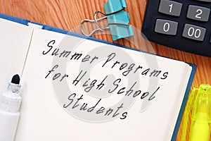 Summer Programs For High School Students inscription on the page