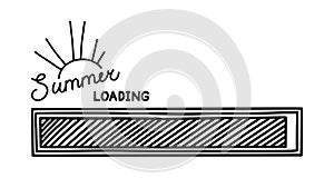 Summer progress loading bar. Infographics design element with status of completion. Hand drawn vector illustration