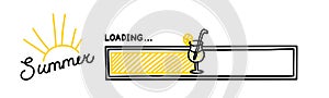 Summer progress loading bar. Infographics design element with status of completion. Hand drawn vector illustration