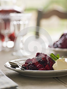 Summer Pudding with Clotted Cream photo