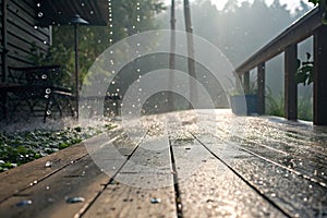 Summer rain on deck - generated by ai