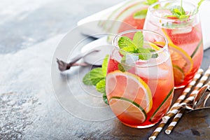 Summer refreshing cocktails with watermelon