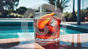 Summer refreshing drink Cosmopolitan, Aperol Spitz, Amalfi Spitz, Pink Grapefruit Spitz with ice. Glass popular Spritz