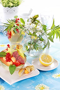 Summer refreshment with dessert fruit