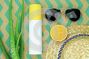 Summer refreshment, Natural and chemical sunscreen protection.