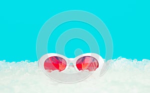 Summer and relax time with colorful glasses and ice .enjoy and refreshment