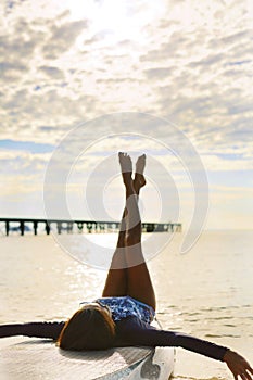 Summer Relaxation. Woman Relaxing On Beach. Lifestyle, Freedom,