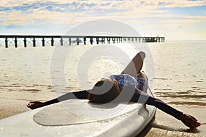 Summer Relaxation. Woman Relaxing On Beach. Lifestyle, Freedom,