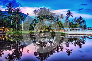 Summer resort at Ko Samui, Thailand in the evening