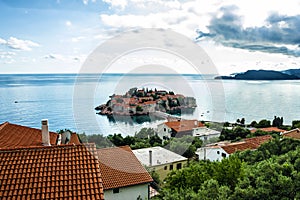 Summer resort landscape, Island of Saint Stephen, Budva, Montenegro