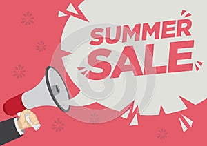 Summer Retail Sale promotion shoutout with a megaphone speech bubble against a red background photo