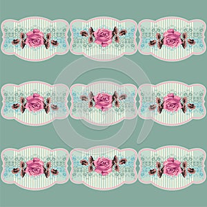 Summer retro floral pattern (roses) in the style shabby Chic, provence, boho.