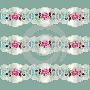 Summer retro floral pattern (roses) in the style shabby Chic, provence, boho. photo